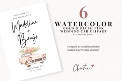 Watercolor Gold &amp; Blush Wedding Cars Clipart Product Image 2