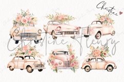 Watercolor Gold &amp; Blush Wedding Cars Clipart Product Image 4