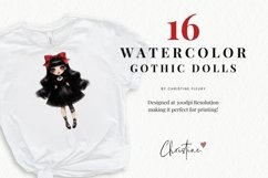 Watercolor Gothic Doll Clipart | Halloween PNG Product Image 2