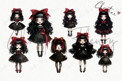 Watercolor Gothic Doll Clipart | Halloween PNG Product Image 4