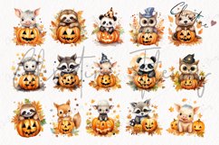 Watercolor Halloween Baby Animals Clipart Product Image 5