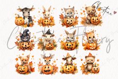Watercolor Halloween Baby Animals Clipart Product Image 6