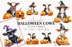 Watercolor Halloween Cows Clipart Product Image 1