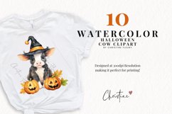 Watercolor Halloween Cows Clipart Product Image 2