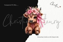 Pink Highland Cow Cowgirl Clipart | Cowgirl PNG Product Image 3