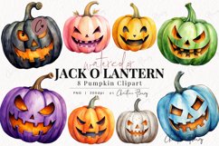 Watercolor Jack O Lantern Clipart Product Image 1