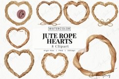 Watercolor Jute Rope Hearts Clipart | Valentine PNG Product Image 1