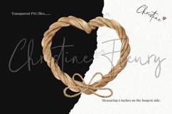 Watercolor Jute Rope Hearts Clipart | Valentine PNG Product Image 3