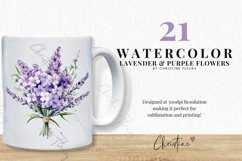 Watercolor Lavender &amp; Purple Flowers Clipart Product Image 2