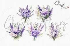Watercolor Lavender &amp; Purple Flowers Clipart Product Image 4