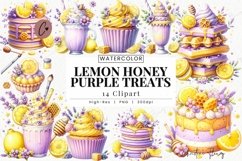 Watercolor Lemon Honey Treats Clipart Product Image 1