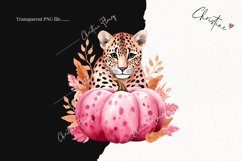 Watercolor Pink Leopard Pumpkin Clipart | Watercolor Pumpkin Product Image 2