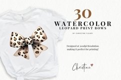 Watercolor Leopard Print Bows Clipart | Coquette PNG Product Image 2