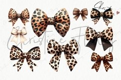 Watercolor Leopard Print Bows Clipart | Coquette PNG Product Image 6