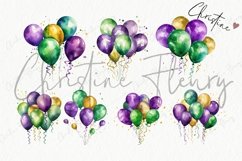 Watercolor Mardi Gras Balloons Clipart | Mardi Gras PNG Product Image 4