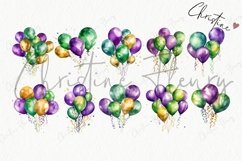 Watercolor Mardi Gras Balloons Clipart | Mardi Gras PNG Product Image 5