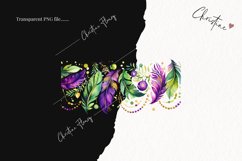 Watercolor Mardi Gras Feather Border Clipart | Mardi Gras Product Image 2