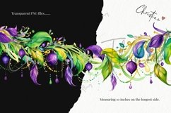 Watercolor Mardi Gras Borders Clipart | Mardi Gras PNG Product Image 3