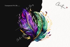 Watercolor Mardi Gras Feather Clipart | Mardi Gras PNG Product Image 2