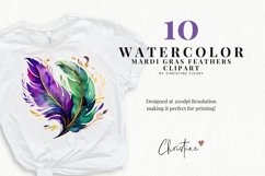 Watercolor Mardi Gras Feathers Clipart | Mardi Gras PNG Product Image 2