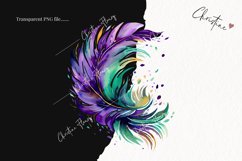 Watercolor Mardi Gras Feather Clipart | Mardi Gras PNG Product Image 2
