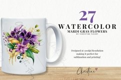 Watercolor Mardi Gras Flower Bouquet Clipart Product Image 2
