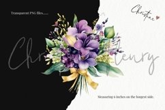 Watercolor Mardi Gras Flower Bouquet Clipart Product Image 3