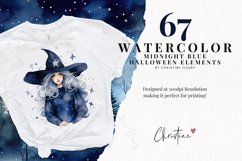 67 Watercolor Mega Halloween Midnight Blue Bundle Clipart Product Image 2