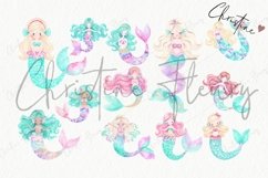 Watercolor Pastel Mermaid Clipart Bundle Product Image 5