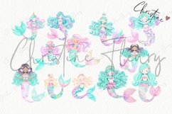 Watercolor Pastel Mermaid Clipart Bundle Product Image 6