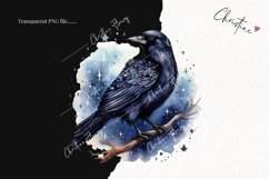 Watercolor Blue Raven Clipart | Watercolor Halloween PNG Product Image 2