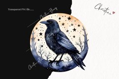 Watercolor Raven Clipart | Watercolor Halloween PNG Product Image 2