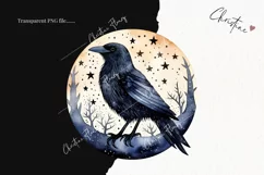 Watercolor Raven Clipart | Watercolor Halloween PNG Product Image 2