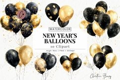 New Years Balloons Clipart | New Years PNG Product Image 1