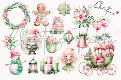 Pink &amp; Green Pastel Christmas Bundle | Christmas PNG Product Image 6