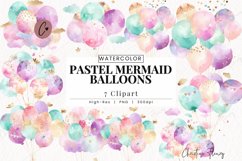 Watercolor Pastel Balloons Clipart | Birthday PNG Product Image 1