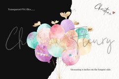 Watercolor Pastel Balloons Clipart | Birthday PNG Product Image 3