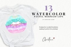 Watercolor Pastel Mermaid Lips Clipart Product Image 2