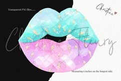 Watercolor Pastel Mermaid Lips Clipart Product Image 3
