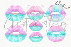 Watercolor Pastel Mermaid Lips Clipart Product Image 4