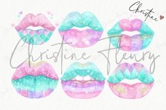 Watercolor Pastel Mermaid Lips Clipart Product Image 5
