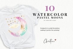 Watercolor Pastel Moon Clipart | Celestial PNG Product Image 2