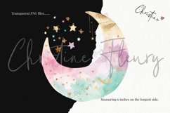 Watercolor Pastel Moon Clipart | Celestial PNG Product Image 3