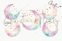 Watercolor Pastel Moon Clipart | Celestial PNG Product Image 4