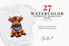 Patriotic Highland Cow Clipart Product Image 2