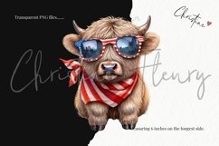 Patriotic Highland Cow Clipart Product Image 3