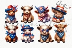 Patriotic Highland Cow Clipart Product Image 4