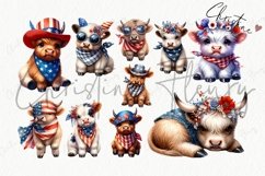 Patriotic Highland Cow Clipart Product Image 5