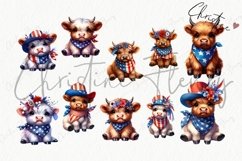 Patriotic Highland Cow Clipart Product Image 6