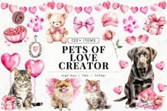 Watercolor Valentine Pets Of Love Creator | Valentine PNG Product Image 1